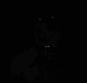 rapeson, cobson, hornyson, rapeson, animated, blood, closed mouth, evil, glowing eyes, horny