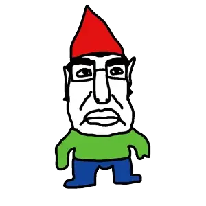 chudjak, angry, closed mouth, clothes, ear, full body, glasses, gnome, hair, hat