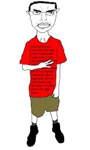 chudjak, chudjak front, unbotheredchud, angry, closed mouth, clothes, ear, full body, glasses, hair