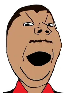 gapejak, angry, anime, brown skin, clothes, hair, mustache, open mouth, soyjak, suit