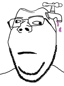 gapejak, wholesome soyjak, closed mouth, cross eyed, glasses, retard, sink, soyjak, stubble