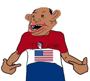 shirtjak, amerimutt, big lips, blue, brown skin, clothes, ear, flag, gender-neutral language, hair