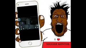 markiplier soyjak, phoneplier vertical, showing phone,  san andreas, animated, bloodshot eyes, brown skin, glasses, hair, hands