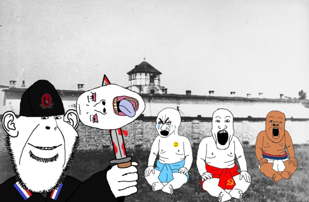 a24 slowburn soyjak, bernd, impish soyak ears, markiplier soyjak, soyak, 5soyjaks, baby, blood, cap, clothes