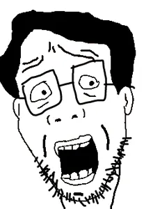 unknown, ear, glasses, hair, open mouth, soyjak, stubble