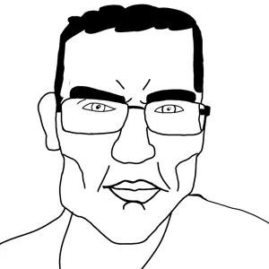 chudjak, patrick, chud, closed mouth, clothes, ear, glasses, hair, redraw, soyjak