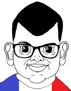brandon, closed mouth, clothes, ear, flag, france, glasses, hair, large ear, smile