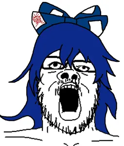 a24 slowburn soyjak, anime, female, glasses, hair, mustache, open mouth, soyjak, stubble, video game