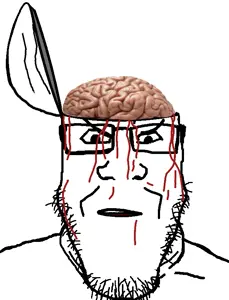 markiplier soyjak, blood, brain, glasses, head box, soyjak, stubble