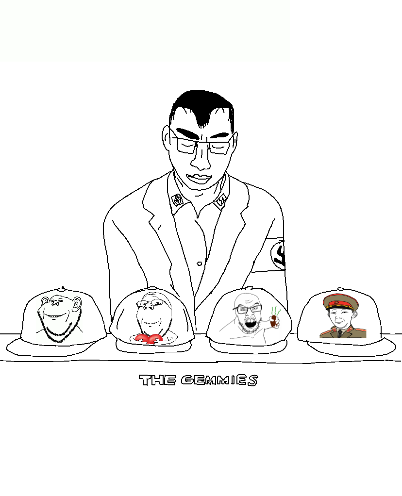 chudjak, feraljak, gapejak, impish soyak ears, chud, closed mouth, clothes, collar tabs, counter, ear