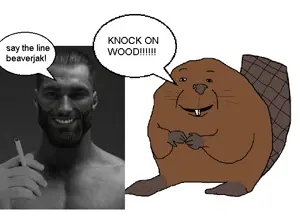impish soyak ears, animal, beaver, redraw, speech bubble, text