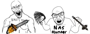 angry soyjak, feraljak, 2soyjaks, angry, arm, chainsaw, glasses, hands, holding object, not a soyjak