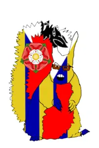 feraljak, feralsquirrel, squirreljak, angry, animal, brycheiniog, country, flag, full body, glasses
