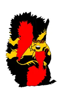 feraljak, feralsquirrel, squirreljak, angry, animal, ceredigion, country, flag, full body, glasses