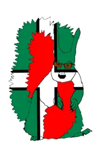 feraljak, feralsquirrel, squirreljak, angry, animal, country, dumnonia, flag, full body, glasses
