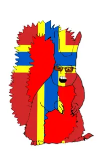 feraljak, feralsquirrel, squirreljak, angry, animal, country, flag, full body, glasses, medieval