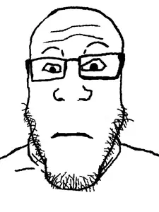 markiplier soyjak, balding, closed mouth, distorted, flipped, glasses, stubble