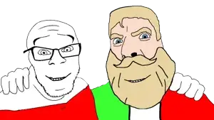yes chad, cobson, feraljak, no more brother wars, 2soyjaks, beard, closed mouth, glasses, italy, poland