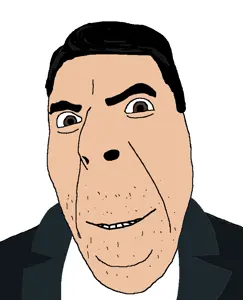 cobson, brown eyes, closed mouth, clothes, erlik, hair, looking at you, smile, smirk, soyjak