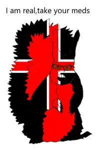 feraljak, feralsquirrel, squirreljak, angry, animal, country, flag, frisland, full body, glasses