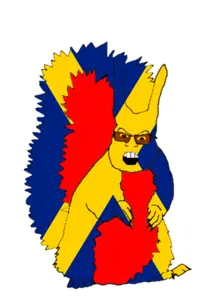 feraljak, feralsquirrel, squirreljak, angry, animal, country, flag, full body, glasses, medieval