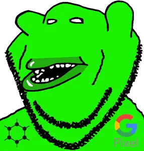 android amerimutt soyjak google pixel jewgle grapheneos graphmemeos phonefag proprietary software green impjak no nose.png