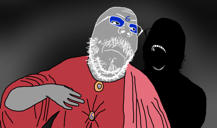 admin 6, niggerjak, gapejak, mustached gapejak, 2soyjaks, angry, antichrist, closed mouth, demon, facial mark