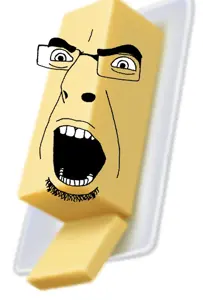 cobson, angry, butter, food, glasses, open mouth, soyjak, stubble