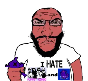 markiplier soyjak, science lover, angry, arm, balding, beard, chilla's art, closed mouth, clothes, fist