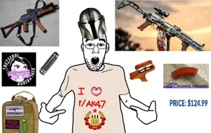 shirtjak, ak-47, arm, assault rifle, clothes, ear, glasses, gun, hands, heart