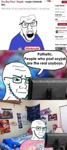 feraljak, soyak, soyak (irritated), 3soyjaks, animal, blurred background, clothes, concerned, glasses, irl background