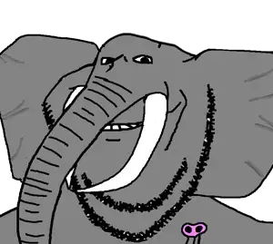 impish soyak ears, animaljaks, animal, ear, elephant, gray skin, smile, soyjak, stubble, trunk