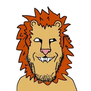markiplier soyjak, animaljaks, animal, ear, fangs, fur, lion, mane, smile, teeth