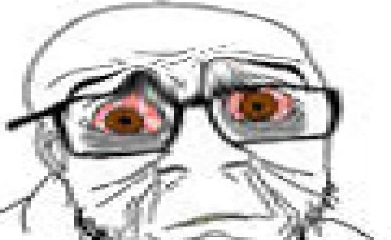 feraljak, anguished, bloodshot eyes, brown eyes, closed mouth, distorted, distressed, ear, eye bags, frown