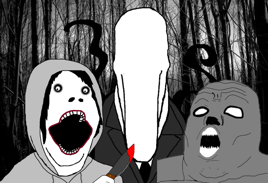 slenderman, gapejak, markiplier soyjak, tony soprano soyjak, soyjak trio, 3soyjaks, clothes, creepypasta, hair, horror