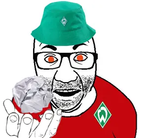 el perro rabioso, clothes, football, germany, hands, hat, holding object, logo, orange eyes, paper