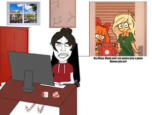 coco schoppenboer, maya schoppenboer, mymy schoppenboer, chudjak, chudjak front, you don't understand, computer, glasses, looking at you, neet