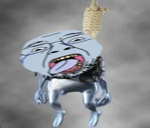 bernd, hanging troonjak, troonjak, ack, amphibian, animal, blue skin, crazy frog, crying, dead