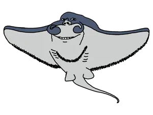 impish soyak ears, animaljaks, animal, full body, gills, manta ray, smile, soyjak, stubble, tail