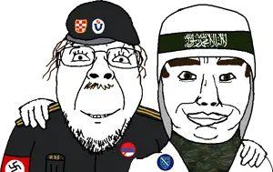 bernd, chudjak, chud troon alliance, 2soyjaks, armband, badge, beret, bosnia, brown eyes, brown hair