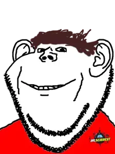 impish soyak ears, brown hair, clothes, ear, hair, i love, science, smile, soyjak, stubble