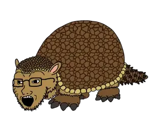 soyak, animaljaks, animal, claw, ear, full body, glasses, glyptodon, open mouth, prehistoric