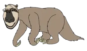 gapejak, animaljaks, animal, claw, ear, full body, fur, giant sloth, glasses, prehistoric