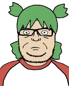 seriousjak, 4chan, anime, closed mouth, clothes, glasses, green hair, hair, soyjak, stubble