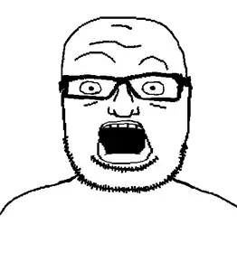 a24 slowburn soyjak, seriousjak, glasses, merge, open mouth, soyjak, stubble