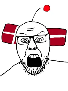 feraljak front, antenna, country, denmark, flag, glasses, open mouth, reddit, soyjak, stubble
