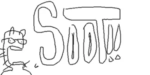 sooterpooter, glasses, oekaki, open mouth, soyjak, soyjak party, stubble, text, soot
