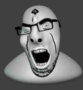 cobson, 3d, blender, glasses, open mouth, spade, stubble