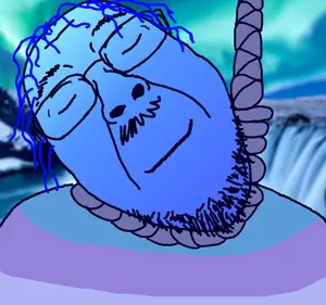 bernd, hanging troonjak, troonjak, ack, blue, blue hair, calm, closed eyes, closed mouth, cold