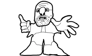 buggson, anime, buggy the clown (one piece), clown, glasses, open mouth, retard, soyjak, stubble, one piece